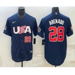 Men's USA Baseball #28 Nolan Arenado Number 2023 Navy World Baseball Classic Stitched Jersey