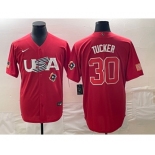 Men's USA Baseball #30 Kyle Tucker 2023 Red World Classic With Patch Stitched Jerseys