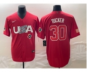 Men's USA Baseball #30 Kyle Tucker 2023 Red World Classic With Patch Stitched Jerseys