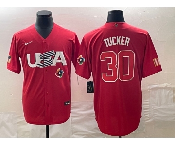 Men's USA Baseball #30 Kyle Tucker 2023 Red World Classic With Patch Stitched Jerseys