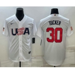 Men's USA Baseball #30 Kyle Tucker 2023 White World Baseball Classic Stitched Jerseys