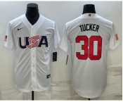 Men's USA Baseball #30 Kyle Tucker 2023 White World Baseball Classic Stitched Jerseys