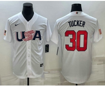 Men's USA Baseball #30 Kyle Tucker 2023 White World Baseball Classic Stitched Jerseys