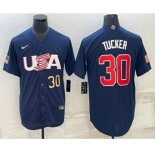 Men's USA Baseball #30 Kyle Tucker Number 2023 Navy World Baseball Classic Stitched Jersey