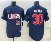 Men's USA Baseball #30 Kyle Tucker Number 2023 Navy World Baseball Classic Stitched Jerseys