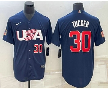 Men's USA Baseball #30 Kyle Tucker Number 2023 Navy World Baseball Classic Stitched Jerseys