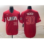 Men's USA Baseball #30 Kyle Tucker Number 2023 Red World Classic With Patch Stitched Jersey1