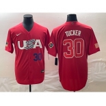 Men's USA Baseball #30 Kyle Tucker Number 2023 Red World Classic With Patch Stitched Jerseys