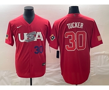 Men's USA Baseball #30 Kyle Tucker Number 2023 Red World Classic With Patch Stitched Jerseys