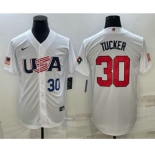 Men's USA Baseball #30 Kyle Tucker Number 2023 White World Baseball Classic Stitched Jersey