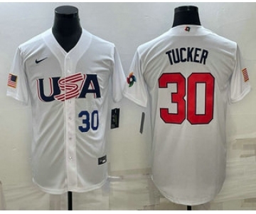 Men's USA Baseball #30 Kyle Tucker Number 2023 White World Baseball Classic Stitched Jersey