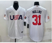 Men's USA Baseball #31 Cedric Mullins 2023 White World Classic Stitched Jersey