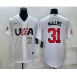 Men's USA Baseball #31 Cedric Mullins Number 2023 White World Classic Stitched Jersey