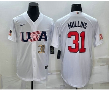 Men's USA Baseball #31 Cedric Mullins Number 2023 White World Classic Stitched Jersey