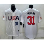 Men's USA Baseball #31 Cedric Mullins Number 2023 White World Classic Stitched Jerseys