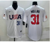 Men's USA Baseball #31 Cedric Mullins Number 2023 White World Classic Stitched Jerseys