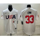 Men's USA Baseball #33 Lance Lynn 2023 White World Baseball Classic Stitched Jerseys