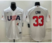 Men's USA Baseball #33 Lance Lynn 2023 White World Baseball Classic Stitched Jerseys