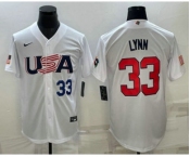 Men's USA Baseball #33 Lance Lynn Number 2023 White World Baseball Classic Stitched Jersey