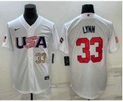 Men's USA Baseball #33 Lance Lynn Number 2023 White World Baseball Classic Stitched Jerseys