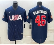 Men's USA Baseball #46 Paul Goldschmidt 2023 Navy World Baseball Classic Stitched Jersey