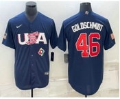 Men's USA Baseball #46 Paul Goldschmidt 2023 Navy World Baseball Classic Stitched Jerseys