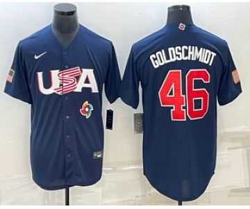 Men's USA Baseball #46 Paul Goldschmidt 2023 Navy World Baseball Classic Stitched Jerseys