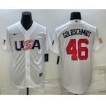 Men's USA Baseball #46 Paul Goldschmidt 2023 White World Baseball Classic Stitched Jerseys