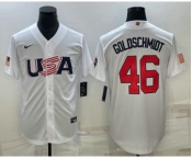 Men's USA Baseball #46 Paul Goldschmidt 2023 White World Baseball Classic Stitched Jerseys