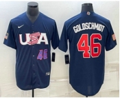 Men's USA Baseball #46 Paul Goldschmidt Number 2023 Navy World Baseball Classic Stitched Jersey