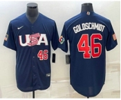 Men's USA Baseball #46 Paul Goldschmidt Number 2023 Navy World Baseball Classic Stitched Jerseys