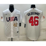 Men's USA Baseball #46 Paul Goldschmidt Number 2023 White World Baseball Classic Stitched Jersey