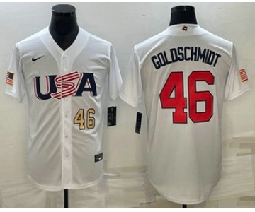 Mens USA Baseball #46 Paul Goldschmidt Number 2023 White World Baseball Classic Stitched Jersey