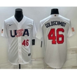 Men's USA Baseball #46 Paul Goldschmidt Number 2023 White World Baseball Classic Stitched Jerseys