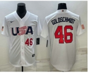 Men's USA Baseball #46 Paul Goldschmidt Number 2023 White World Baseball Classic Stitched Jerseys