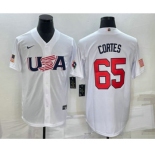 Men's USA Baseball #65 Nestor Cortes 2023 White World Classic Stitched Jersey