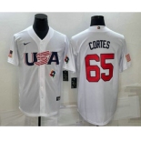 Men's USA Baseball #65 Nestor Cortes 2023 White World Classic Stitched Jerseys