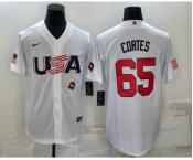 Men's USA Baseball #65 Nestor Cortes 2023 White World Classic Stitched Jerseys