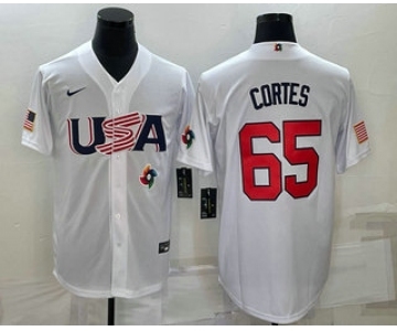 Men's USA Baseball #65 Nestor Cortes 2023 White World Classic Stitched Jerseys