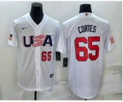 Men's USA Baseball #65 Nestor Cortes Number 2023 White World Classic Stitched Jersey