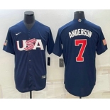 Men's USA Baseball #7 Tim Anderson 2023 Navy World Baseball Classic Stitched Jersey