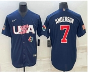 Men's USA Baseball #7 Tim Anderson 2023 Navy World Baseball Classic Stitched Jerseys