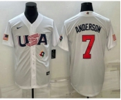 Men's USA Baseball #7 Tim Anderson 2023 White World Baseball Classic Stitched Jersey