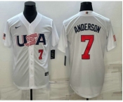 Mens USA Baseball #7 Tim Anderson Number 2023 White World Baseball Classic Stitched Jersey