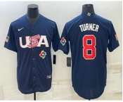 Men's USA Baseball #8 Trea Turner 2023 Navy World Baseball Classic Stitched Jersey