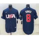 Men's USA Baseball #8 Trea Turner 2023 Navy World Baseball Classic Stitched Jerseys