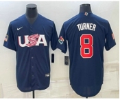 Men's USA Baseball #8 Trea Turner 2023 Navy World Baseball Classic Stitched Jerseys