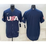 Men's USA Baseball Blank 2023 Navy World Baseball Classic Stitched Jersey