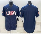 Men's USA Baseball Blank 2023 Navy World Baseball Classic Stitched Jersey