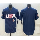 Men's USA Baseball Blank 2023 Navy World Baseball Classic Stitched Jerseys